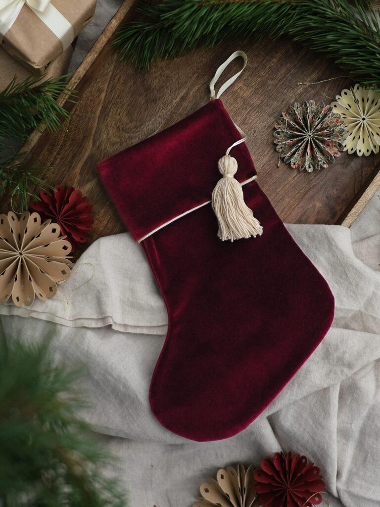 Sametist jõulusokk- erinevad toonid