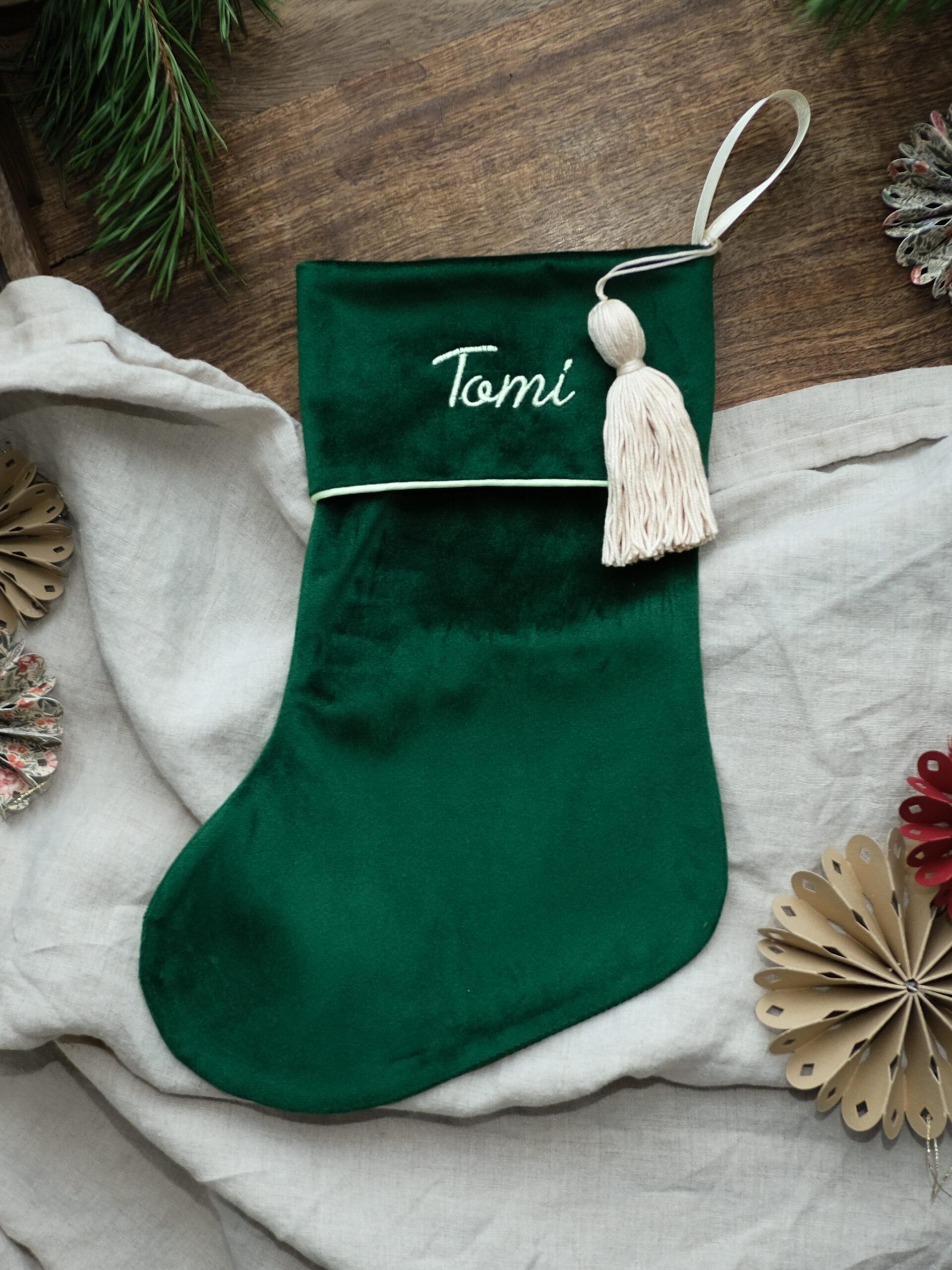 Sametist jõulusokk tikandiga- erinevad toonid